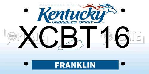 XCBT16 Kentucky License Plate