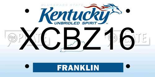 XCBZ16 Kentucky License Plate