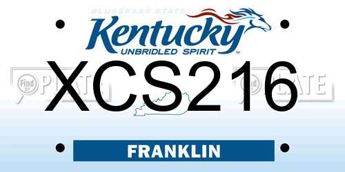 XCS216 Kentucky License Plate