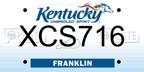 XCS716 Kentucky License Plate