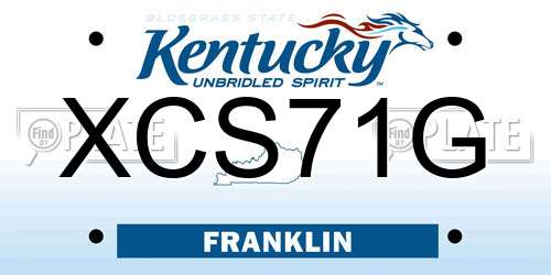 XCS71G Kentucky License Plate