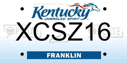 XCSZ16 Kentucky License Plate