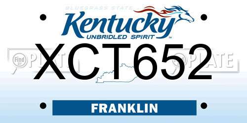 XCT652 Kentucky License Plate