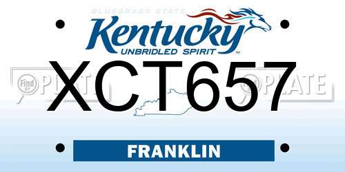 XCT657 Kentucky License Plate