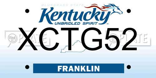 XCTG52 Kentucky License Plate