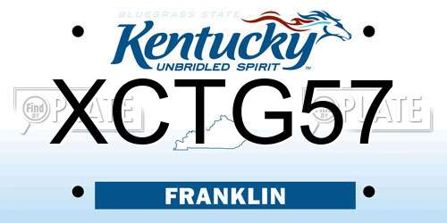 XCTG57 Kentucky License Plate