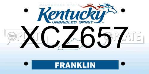 XCZ657 Kentucky License Plate