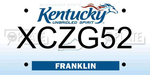 XCZG52 Kentucky License Plate