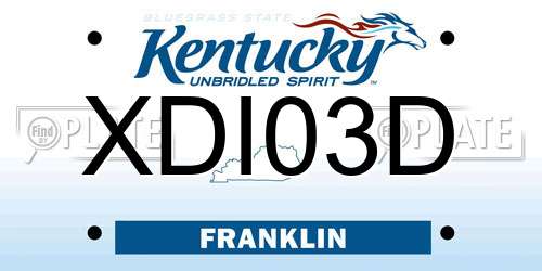 XDI03D Kentucky License Plate