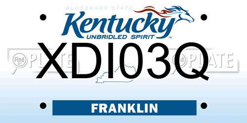XDI03Q Kentucky License Plate