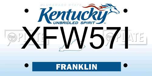 XFW57I Kentucky License Plate