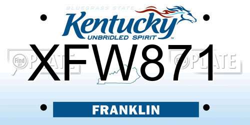 XFW871 Kentucky License Plate