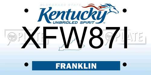 XFW87I Kentucky License Plate