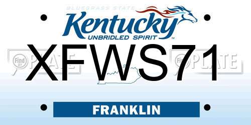 XFWS71 Kentucky License Plate