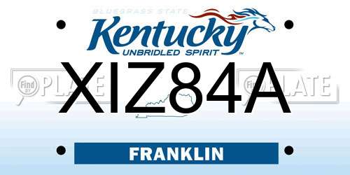 XIZ84A Kentucky License Plate