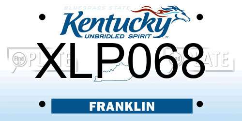 XLP068 Kentucky License Plate