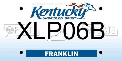 XLP06B Kentucky License Plate