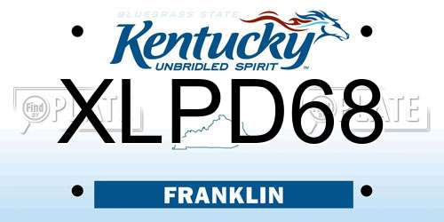 XLPD68 Kentucky License Plate