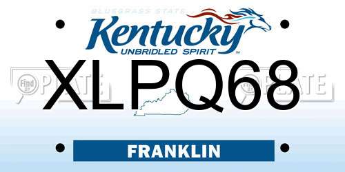 XLPQ68 Kentucky License Plate