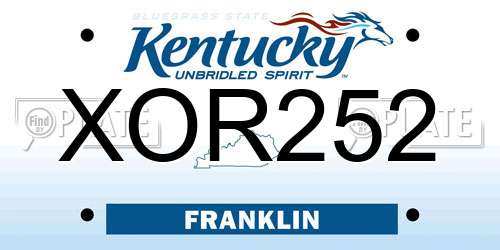 XOR252 Kentucky License Plate