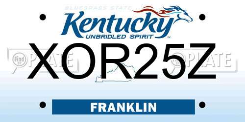 XOR25Z Kentucky License Plate