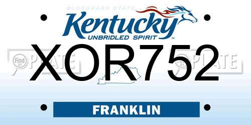 XOR752 Kentucky License Plate
