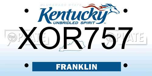 XOR757 Kentucky License Plate
