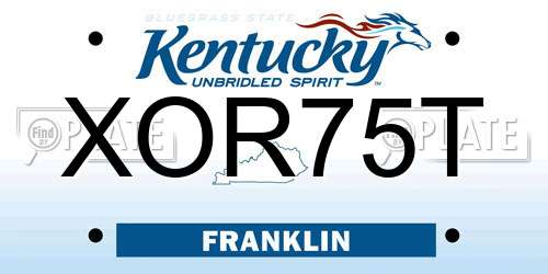 XOR75T Kentucky License Plate
