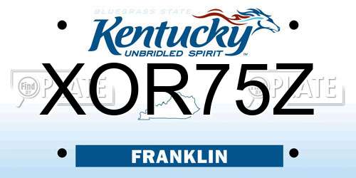 XOR75Z Kentucky License Plate