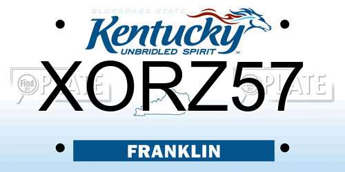 XORZ57 Kentucky License Plate