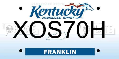 XOS70H Kentucky License Plate