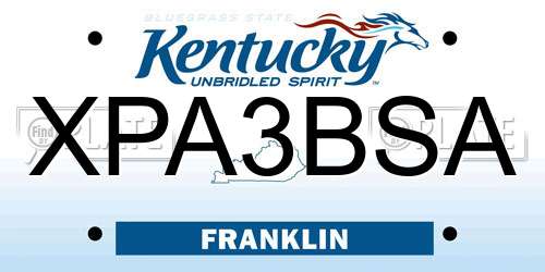 XPA3BSA Kentucky License Plate