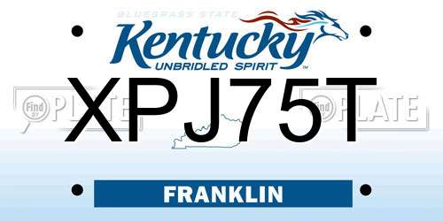 XPJ75T Kentucky License Plate