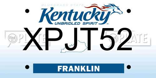XPJT52 Kentucky License Plate