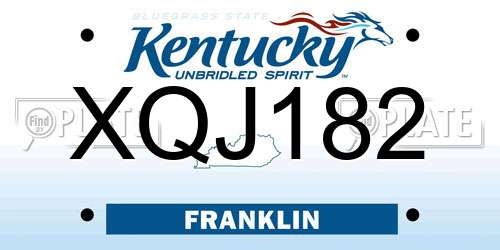 XQJ182 Kentucky License Plate