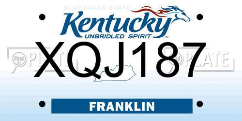 XQJ187 Kentucky License Plate