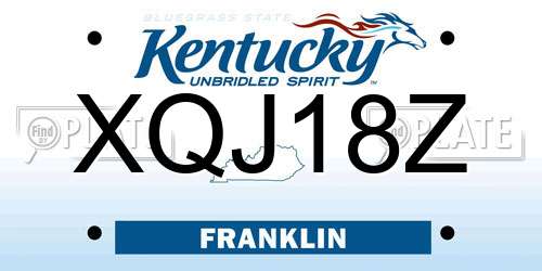 XQJ18Z Kentucky License Plate
