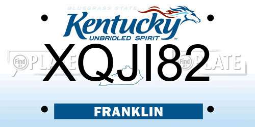 XQJI82 Kentucky License Plate