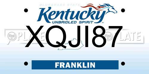 XQJI87 Kentucky License Plate