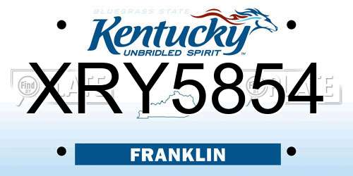XRY5854 Kentucky License Plate