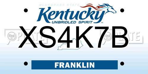 XS4K7B Kentucky License Plate