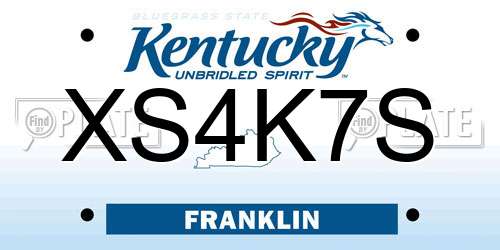 XS4K7S Kentucky License Plate