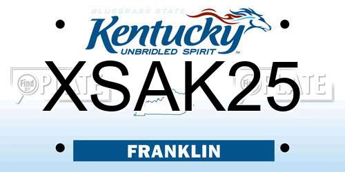 XSAK25 Kentucky License Plate