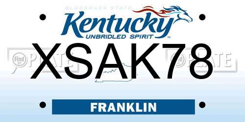 XSAK78 Kentucky License Plate