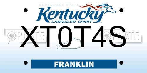 XT0T4S Kentucky License Plate