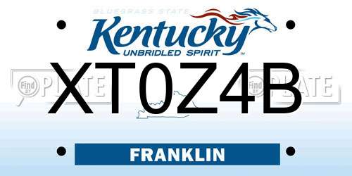 XT0Z4B Kentucky License Plate