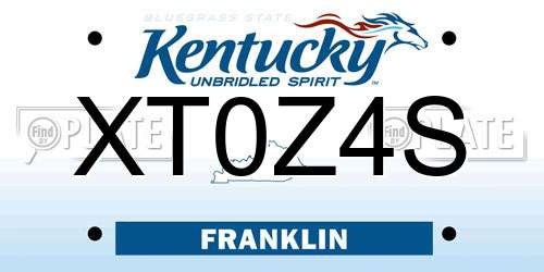 XT0Z4S Kentucky License Plate