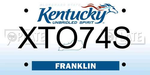 XTO74S Kentucky License Plate