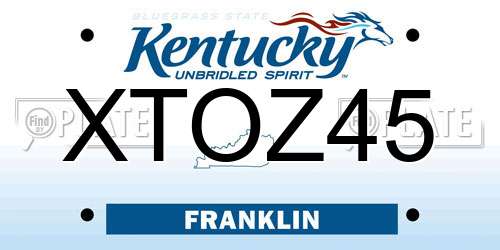 XTOZ45 Kentucky License Plate