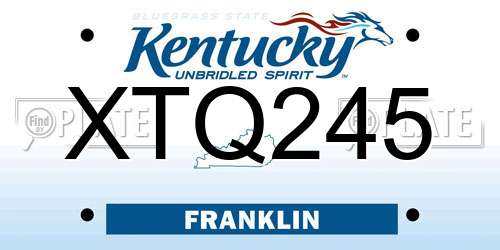 XTQ245 Kentucky License Plate